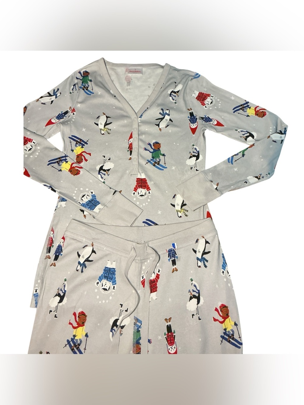 Hanna Andersson Women’s Size S Organic Cotton Skiing Penguins Christmas Pajama S
